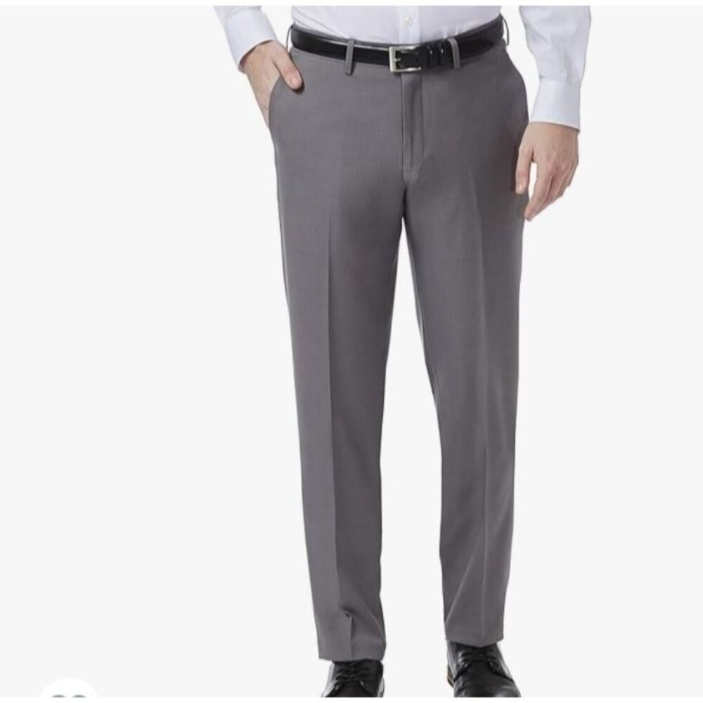 Haggar Mens Premium Comfort Slim Fit Grey Dress Pants 30W x 32L Business Formal